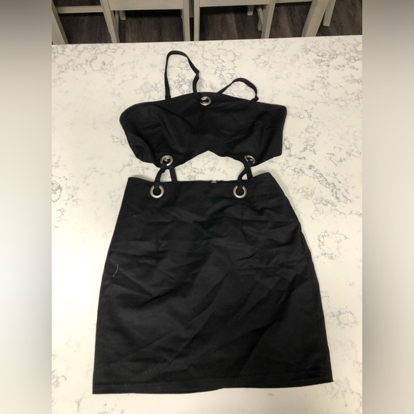 Tobi Dresses & Skirts - Tobi Black Mini Dress with Silver Zipper Goth/Emo Inspired